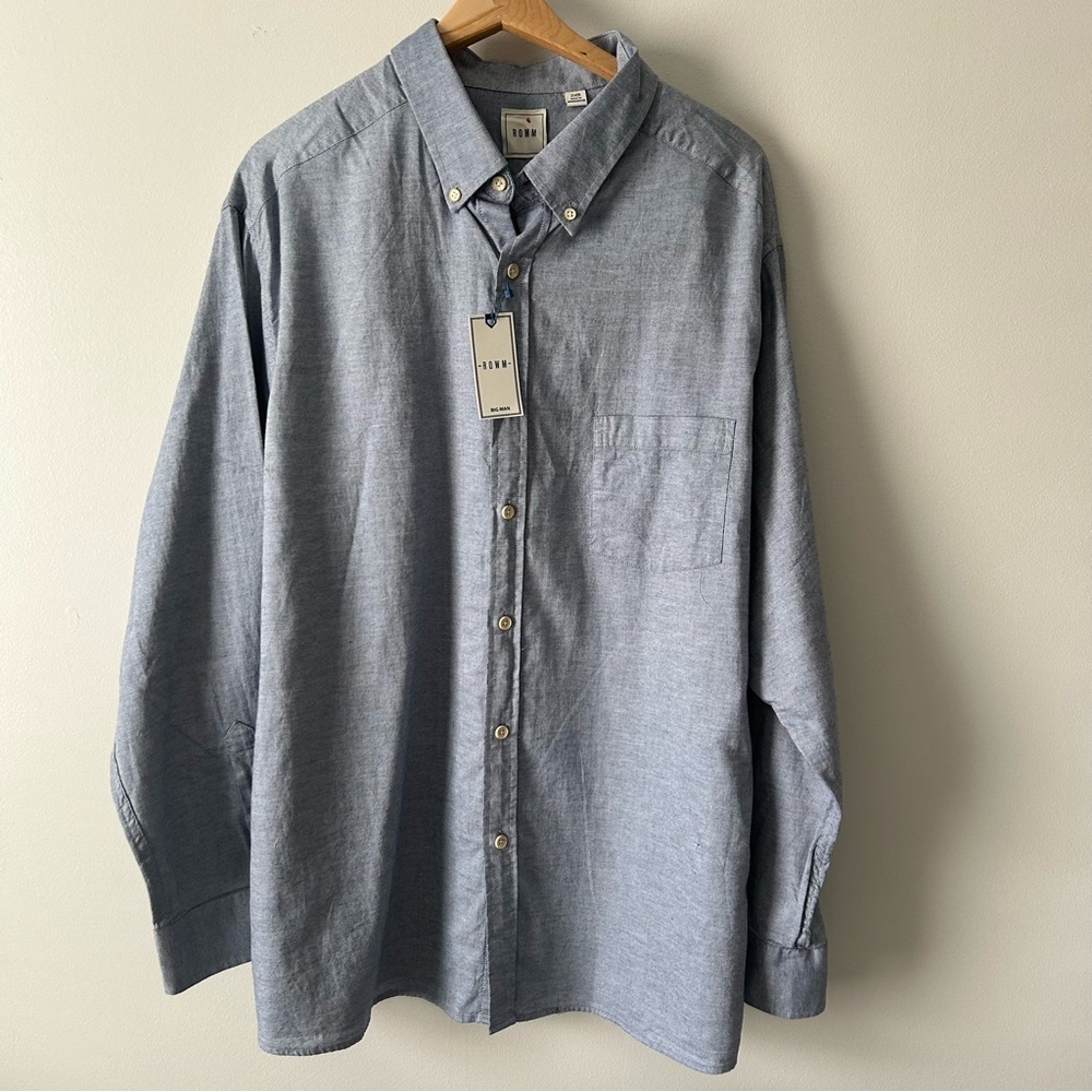 ROWM men’s light blue long sleeve button front shirt NWT Big and Tall size 2XB